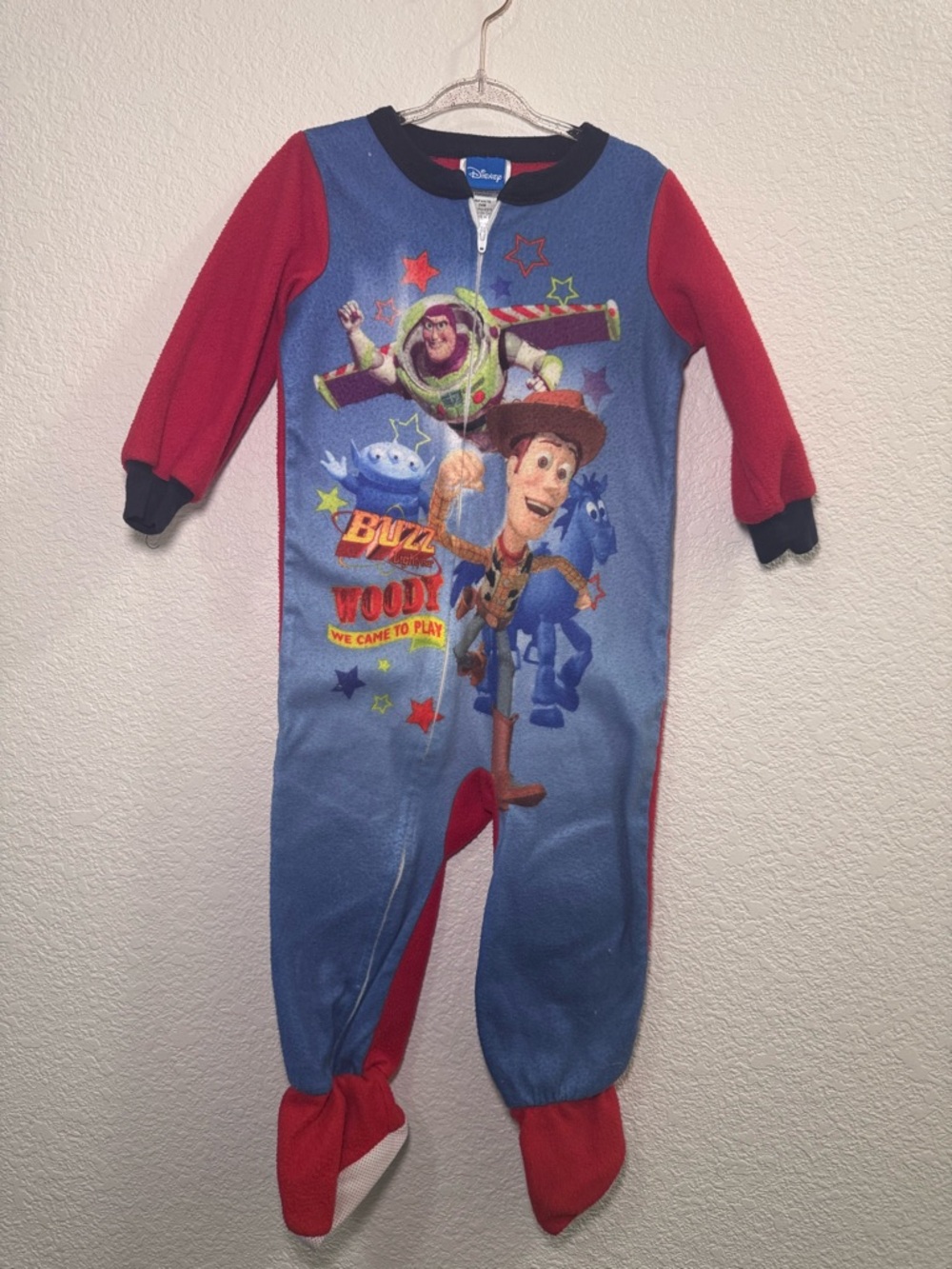 Vintage 2009 Toy Story Kids' Blue & Red One-Piece Pajamas
